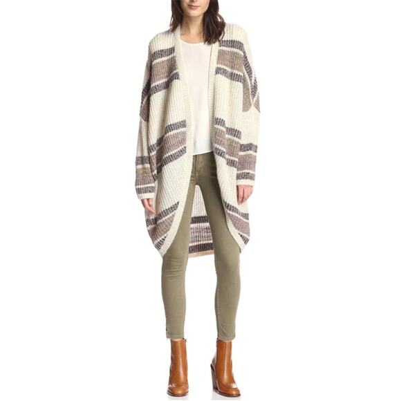 ByTimo Stripe Open-Front Longline Cocoon Cardigan - Picture 1 of 6